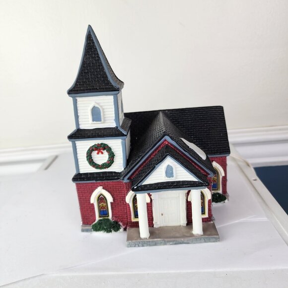 Lemax 1997 Village Collection Lighted Porcelain Church Plymouth Corners - Picture 5 of 7